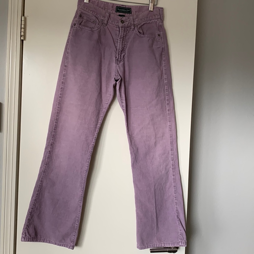 Abercrombie & Fitch women’s small-wale purple corduroy pants.  Size 4